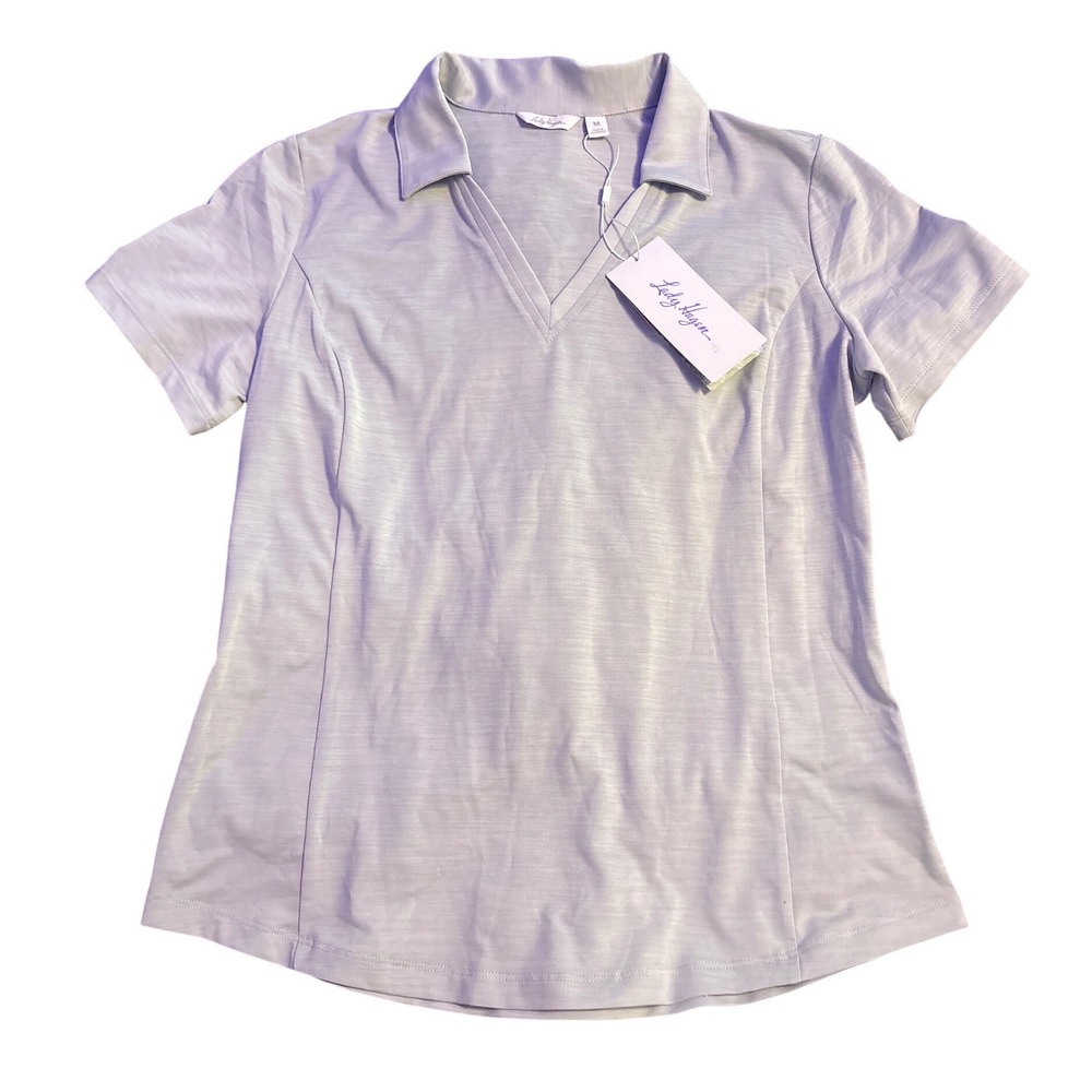 NEW Lady Hagen Womens Grey Heather Space Dye‎ Golf Polo Shirt, Size Medium